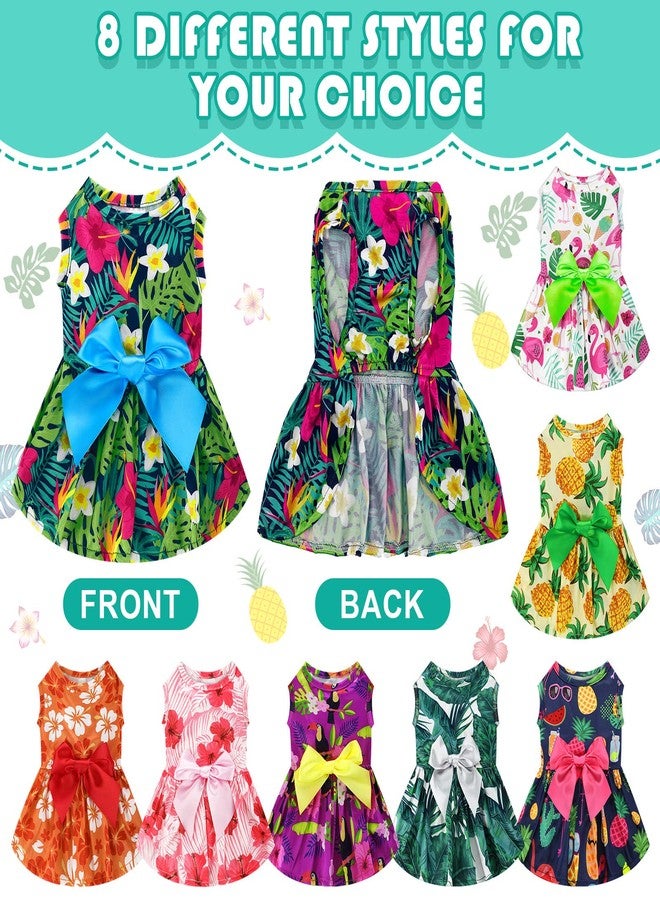 LEIFIDE 8 Pcs Summer Themed Hawaii Dog Dresses Holiday Flamingo Fruit Floral Pattern Pet Skirts Hawaii Puppy Princess Dresses Outfits Bowknot for Girl Dogs Cats Beach(Large) - Image 5